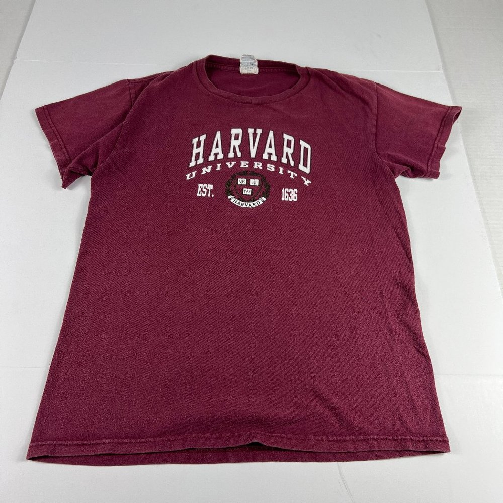 Y2K University Harvard Crimson Shirt Adult Small Red Faded Short Sleeve Tee